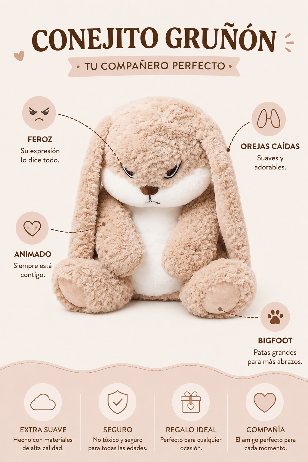 Conejo  Gruñón de Peluche